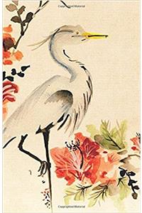 Asian Floral Crane Journal Notebook, Dotted Grid Paper