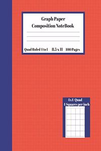 Graph Composition Notebook 4 Squares per inch 4x4 Quad Ruled 4 to 1 / 8.5 x 11 100 Sheets