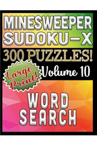 Minesweeper Word Search Sudoku-X 300 Large Print Puzzles