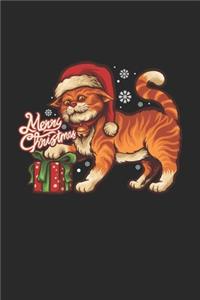 Funny Orange Tabby Cat Elf Christmas Notebook Gift