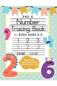 Pre K Number Tracing Book for Kids Ages 3-5 - Math and Coloring book Activity for kids