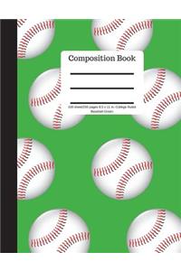 Composition Book 100 Sheet/200 Pages 8.5 X 11 In.-College Ruled Baseball-Green