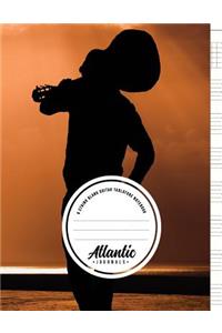 6 String Blank Guitar Tablature Notebook - Sunset Sea
