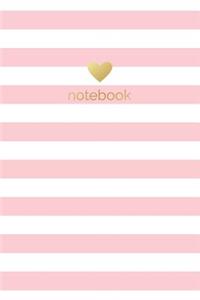 Pink and White Striped Lined Notebook