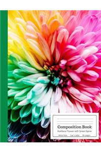 Composition Book Rainbow Flower with Green Spine Wide Rule