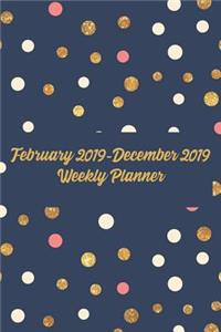 February 2019-December 2019 Weekly Planner: 48 Week Simple Agenda: 6x9 Soft Cover: Gorgeous Navy Blue, Gold, & White Exterior