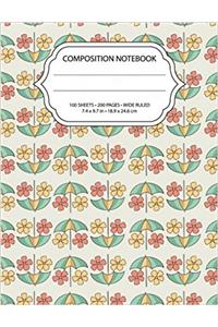 Colorful Flowers Composition Notebook: Wide Ruled for School, Personal or Office Use