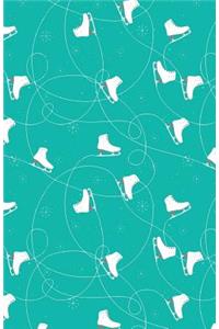 Journal Notebook Ice Skates in Snow Winter Pattern - Green