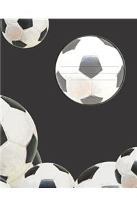 Black & White Soccer Ball player's Composition Blank Line School Notebook