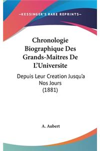 Chronologie Biographique Des Grands-Maitres de L'Universite