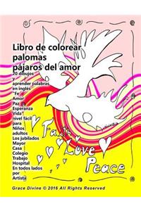 Libro da colorare colombe amore uccelli 20 disegni e imparare le parole in inglese 