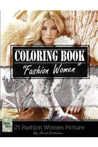 Fashion Woman Sketch Gray Scale Photo Adult Coloring Book, Mind Relaxation Stress Relief