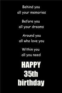 Behind you, all your memories. Before you, all your dreams happy 35th birthday
