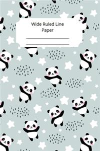 Cute Baby Panda Theme Wide Ruled Line Paper
