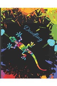 Teal Colorful Lizard Splatter Cute Gift Sketch Book Blank Paper Pad Journal for Doodling Sketching Coloring or Writing