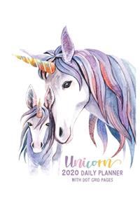 Unicorn 2020 Daily Planner with Dot Grid Pages