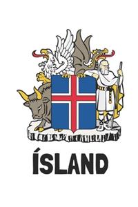 Ísland: Handy journal notebook diary with blank lined paper to write in