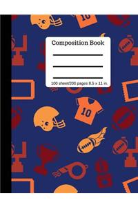 Composition Book - Football Sports - Writing Notebook - Wide