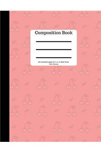 Composition Book 100 Sheet/200 Pages 8.5 X 11 In.-Wide Ruled-Pink Cherries