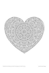 Mandala Heart Bullet Journal with Floral Margins for Adult Coloring