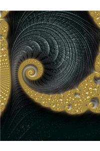 Gold Black Fractal Swirl Pattern Notebook