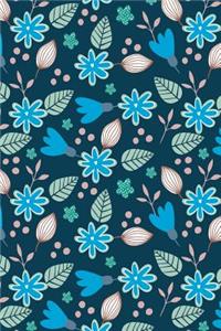 Bullet Journal Notebook Blue Leafy Pattern