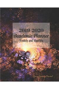 2019-2020 Academic Planner Weekly and Monthly Space Fantasy Fractal