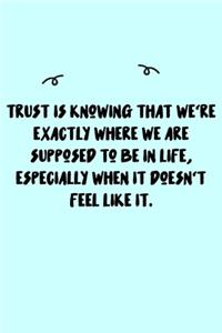 Trust is knowing that we're exactly where we are supposed to be in life, especially when it doesn't feel like it. Journal