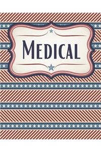 Patriotic Stripes and Stars Medical History Notebook