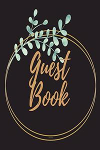 Guest Book - Gold Frame #16 For any occasion Light Green Color Pages 8.5 x 8.5 Inches 82 pages