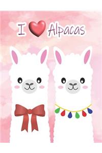I Love Alpacas Notebook (College Ruled, Large 8.5x11, 130 Pages)