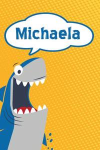 Michaela: Personalized Shark Draw and Write Diary Journal Notebook Featuring 120 Pages 6x9