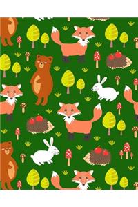 Journal Notebook Cute Foxes, Rabbits and Bears Pattern 2