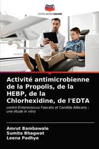 Activité antimicrobienne de la Propolis, de la HEBP, de la Chlorhexidine, de l'EDTA