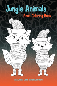 Jungle Animals - Adult Coloring Book - Koala, Panda, Llama, Anaconda, and more
