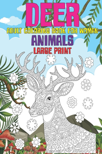 Adult Coloring Book for Woman - Animals - Large Print - Deer