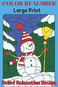 Color By Number Large Print Relief Relaxation Designs