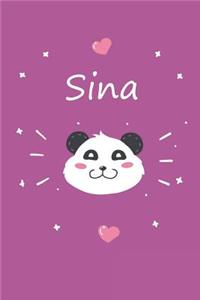 Sina: Ein Individuelles Panda Tage-/Notizbuch Mit Dem Namen Sina Und Ganzen 100 Linierten Seiten Im Tollen 6x9 Zoll Format (Ca. Din A5). Optimal ALS Schre