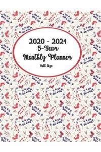 2020 - 2024 Full Size 5-Year Monthly Planner 8.5x11