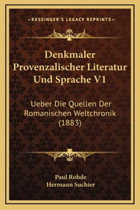 Denkmaler Provenzalischer Literatur Und Sprache V1