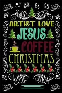 ARTIST LOVE JESUS COFFEE CHRISTMAS Blank Line journal