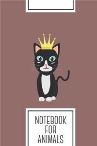 Notebook for Animals: Lined Journal with Cat with Crown Design - Cool Gift for a friend or family who loves kitty presents! - 6x9" - 180 White lined pages - You Can Use I