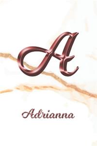 Adrianna: Journal Diary - Personalized First Name Personal Writing - Letter A White Marble Rose Gold Pink Effect Cover - Daily Diaries for Journalists & Write