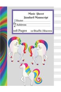 Music Sheet Standard Manuscript -108 Pages 12 Staffs - Staves
