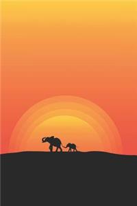 Journal: Elephants Sunset 6x9 Lined Journal Notebook 200 Pages