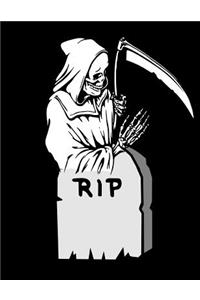 Grim Reaper Tombstone RIP Notebook Journal 120 College Ruled Pages 8.5 X 11