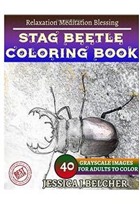 Stag Beetle Coloring Book for Adults Relaxation Meditation Blessing: Sketches Coloring Book 40 Grayscale Images
