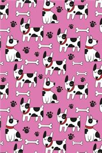 Journal Notebook Dogs and Bones Pattern On Pink