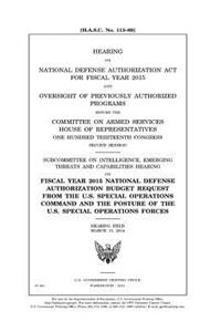 Hearing on National Defense Authorization Act for Fiscal Year 2015 and oversight of previously authorized programs before the Committee on Armed Services, House of Representatives, One Hundred Thirteenth Congress, second session: Subcommittee on Intellig