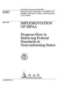 Implementation of Hipaa: Progress Slow in Enforcing Federal Standards in Nonconforming States